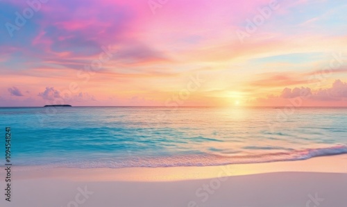 Serenity of twilight over a tranquil beach with pastel skies and gentle waves