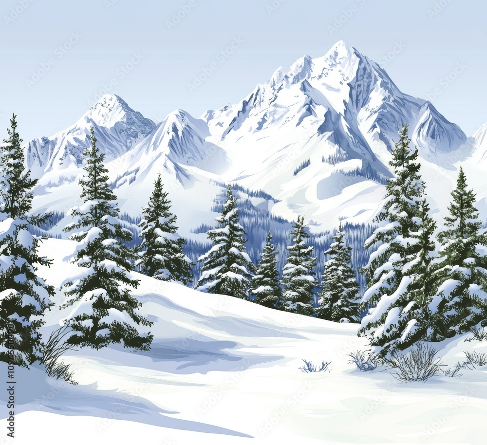 Stunning winter mountain landscape with a forest in the blue mountains. Stunning winter mountain landscape with a forest in the blue mountains.