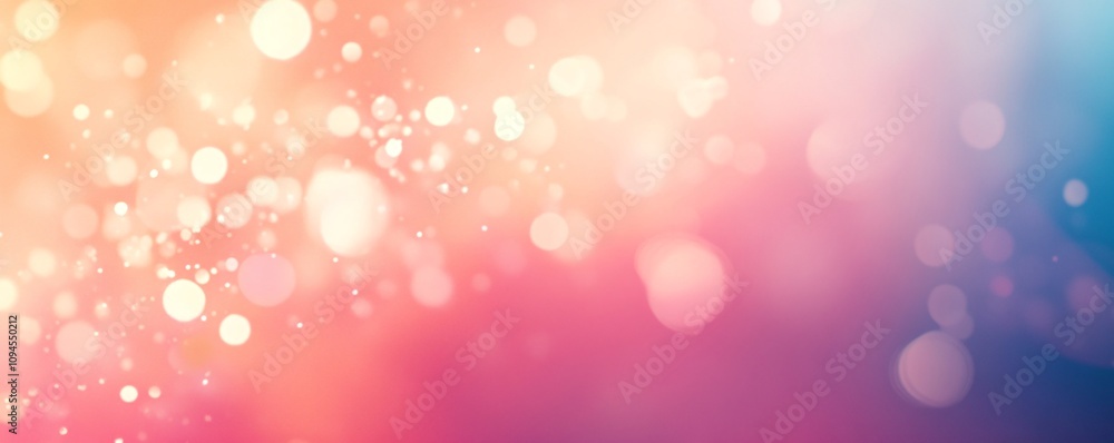 Abstract festive pink and orange background with blurred bokeh lights