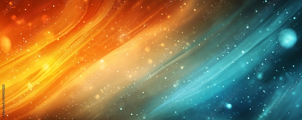 Orange and blue abstract background blending together with light particles Orange and blue abstract background blending together with light particles