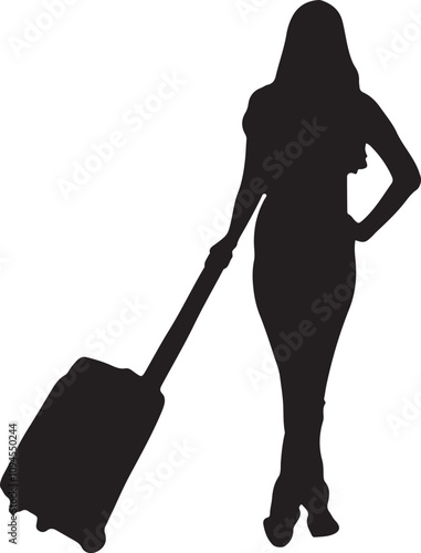 Vector Silhouette Collection: Clean and Bold Designs collection " Back view of  people with suitcase ".