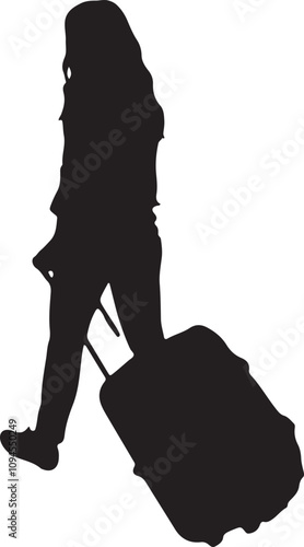 Vector Silhouette Collection: Clean and Bold Designs collection " Back view of  people with suitcase ".