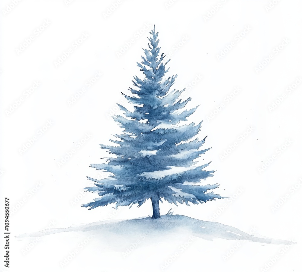 Obraz premium The Christmas tree is painted in the trendy farmhouse style using watercolor. This design is a modern illustration.
