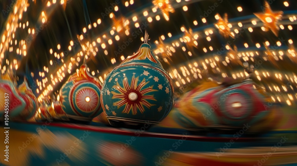 Whimsical Amusement Park Ride Through a Starry Tunnel