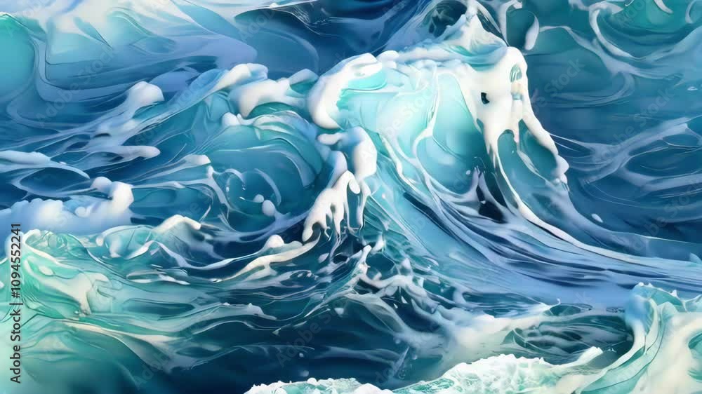 Abstract blue ocean sea water waves marine scene loopable background