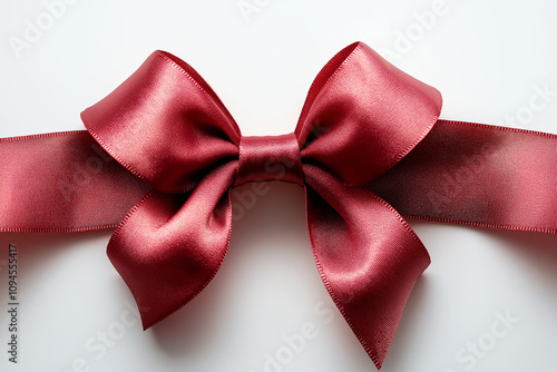 Red ribbon or gift bow isolated on white background. 