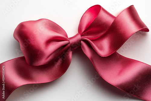 Red ribbon or gift bow isolated on white background. 