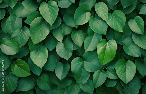 Lush green leaves create a vibrant natural backdrop in a serene environment