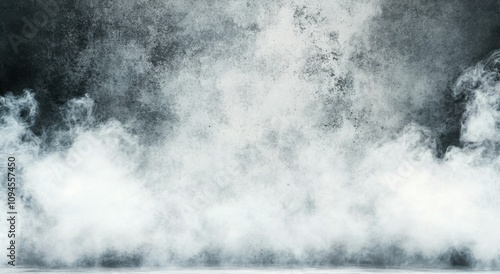 Smoke rises in an empty industrial space with concrete walls and floor