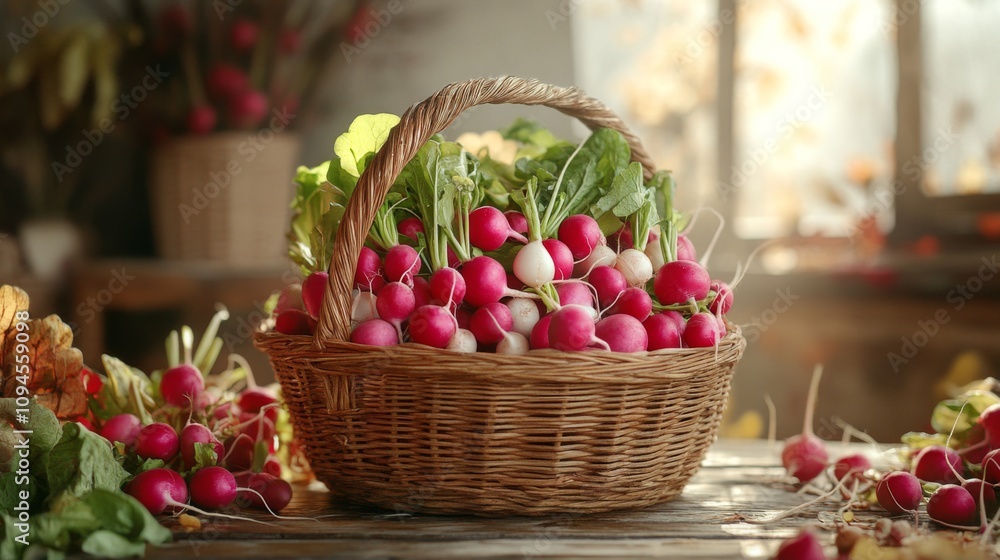 custom made wallpaper toronto digitalFreshly Harvested Red Radishes in a Wicker Basket