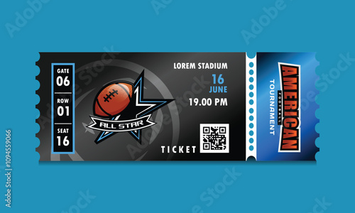 Modern professional american football sport ticket template graphic