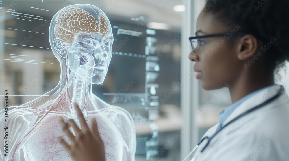 Medical Instructor Teaching Anatomy with Hologram Technology Medical Instructor Teaching Anatomy with Hologram Technology