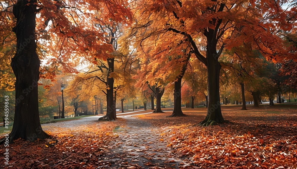 Naklejka premium autumn leaves in the park