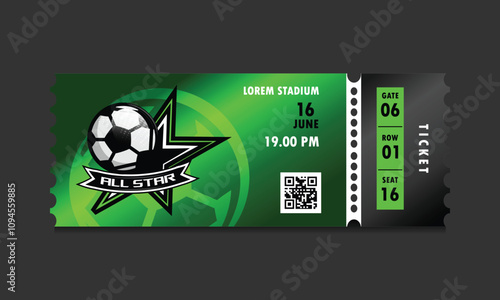 Modern tornoff soccer tournament ticket template design