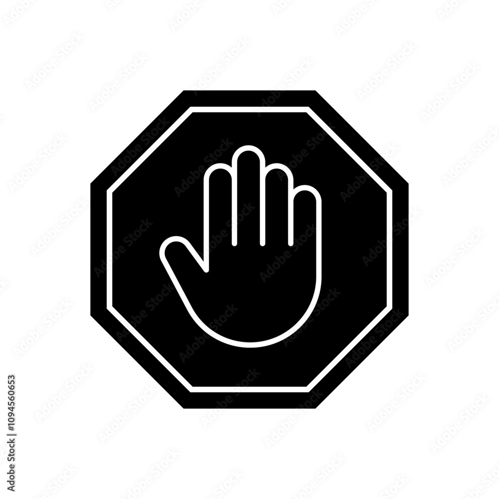 Stop hand icon vector. Do not touch illustration sign. Hand forbidden symbol. Stop hand icon vector. Do not touch illustration sign. Hand forbidden symbol.