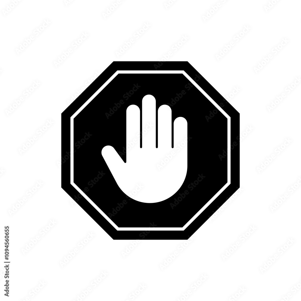 Stop hand icon vector. Do not touch illustration sign. Hand forbidden symbol. Stop hand icon vector. Do not touch illustration sign. Hand forbidden symbol.