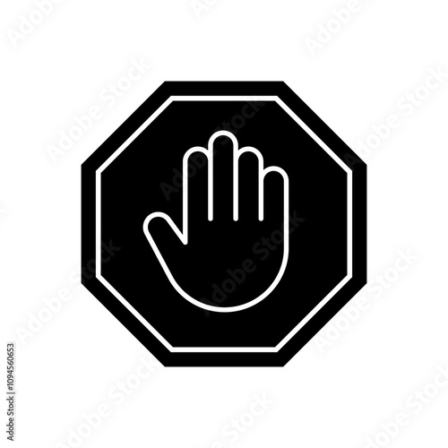 Stop hand icon vector. Do not touch illustration sign. Hand forbidden symbol.