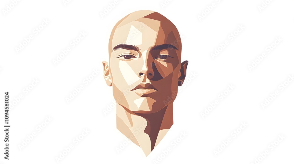 5. A minimalist illustration of a male human face, emphasizing symmetry, on a white background 5. A minimalist illustration of a male human face, emphasizing symmetry, on a white background