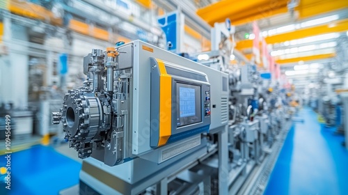 Close-up View of Industrial Machinery in a Factory Setting