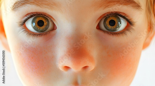 18. A detailed rendering of a child's face structure, focusing on the roundness of the features, on a white background