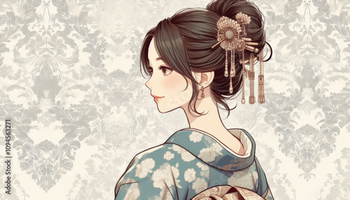 着物の女性／イラスト