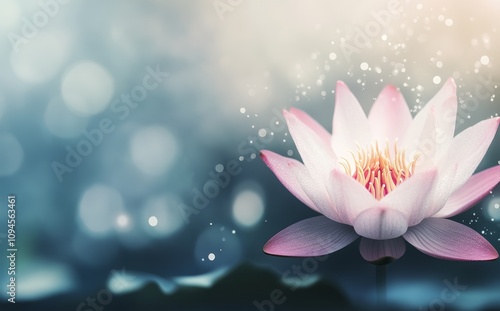 Beautiful blooming lotus flowers in a serene garden setting during daylight h...