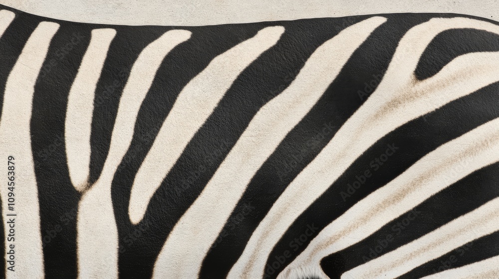 Fototapeta premium Close up of zebra stripes highlighting unique black and white pattern on the animals body