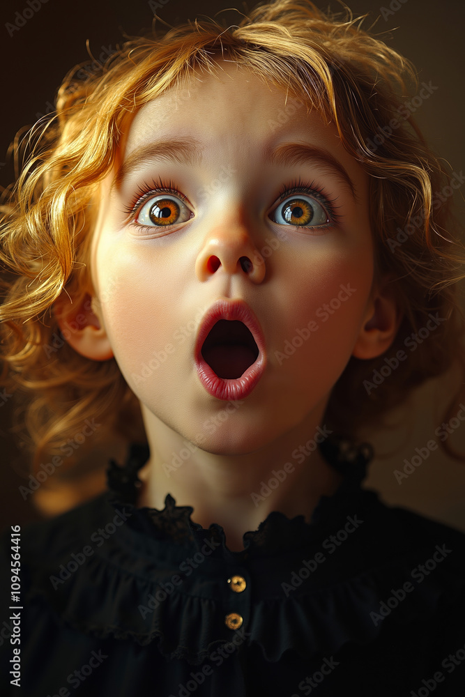 A little girl with a surprised look on her face A little girl with a surprised look on her face