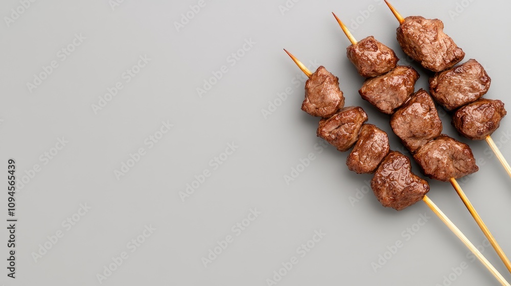 Savory beef kebabs on skewers ready to delight food lovers with their irresistible flavor and quality Savory beef kebabs on skewers ready to delight food lovers with their irresistible flavor and quality