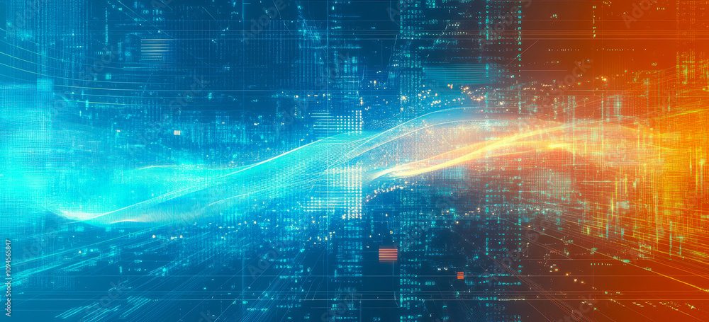 Futuristic Digital Transformation Abstract Background with Technology Elements