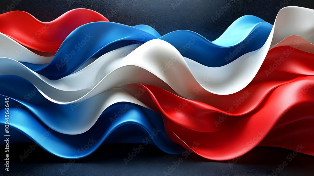 Fototapeta premium Abstract 3D Wave Background Red White Blue