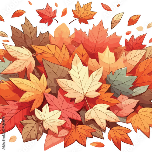 Happy Thanksgiving Day. Festive design with autumn maple leaves, decorative elements