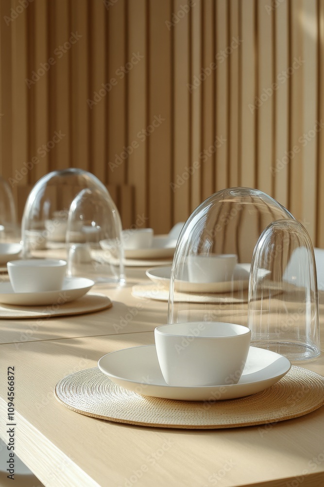 Elegant dining setup in a cozy log cabin during early morning light Elegant dining setup in a cozy log cabin during early morning light