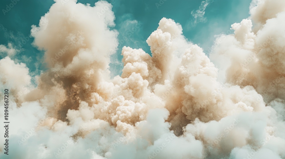 Dramatic billowing clouds of white and beige smoke creating an explosive backdrop, perfect for creative projects and visual effects. Dramatic billowing clouds of white and beige smoke creating an explosive backdrop, perfect for creative projects and visual effects.