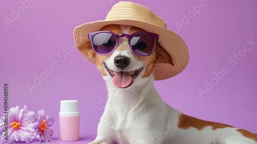 A Happy Dog in Summer Attire photo