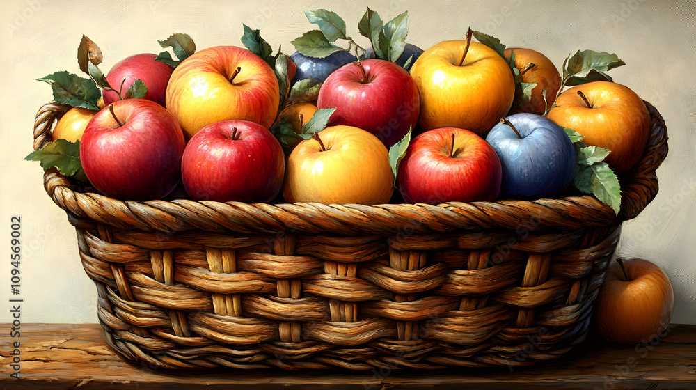 Basket of Apples Illustration Basket of Apples Illustration