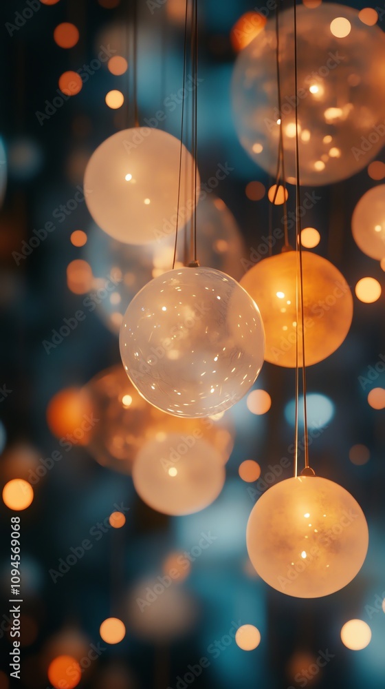 A collection of glowing orbs suspended in a soft, blurred background, creating a warm ambiance. A collection of glowing orbs suspended in a soft, blurred background, creating a warm ambiance.