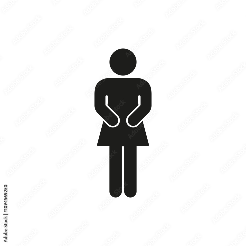 Female Figure Restroom Silhouette Symbol. Human Figure Glyph Icon for WC. Isolated Vector Illustration Female Figure Restroom Silhouette Symbol. Human Figure Glyph Icon for WC. Isolated Vector Illustration