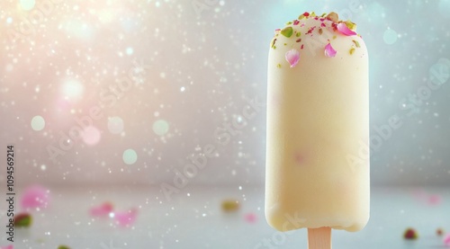 Delightful frozen treats with rose petals and pistachios for a refreshing sum...