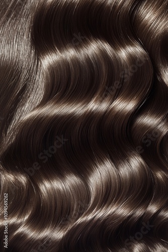 Elegant wavy brunette hair displayed in soft curls and shine under natural light