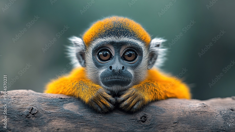 Adorable Golden-Furred Monkey Portrait Adorable Golden-Furred Monkey Portrait
