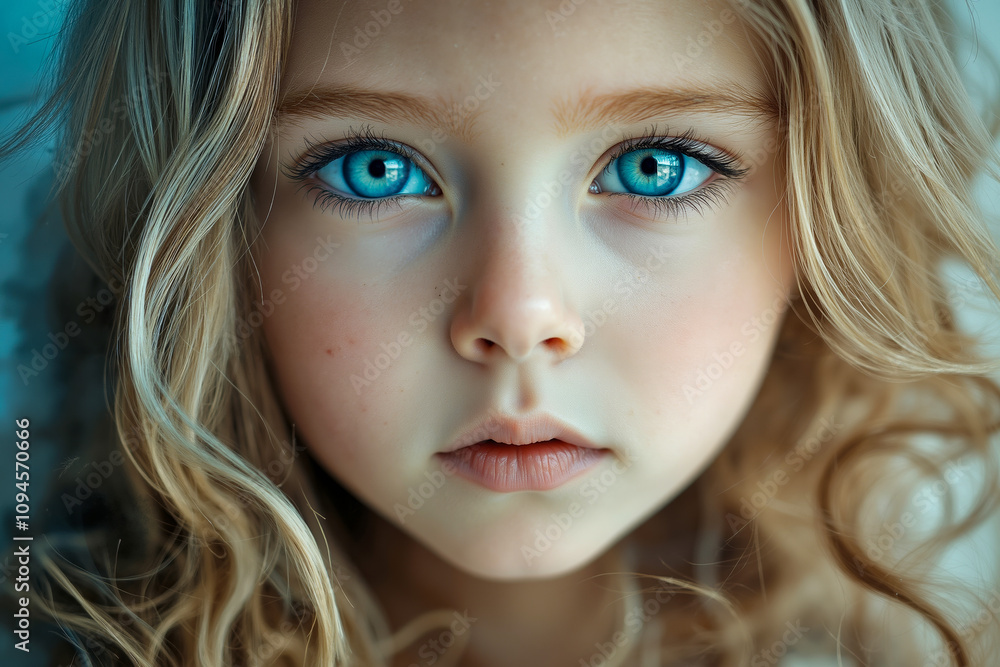 A little girl with blue eyes looking at the camera A little girl with blue eyes looking at the camera