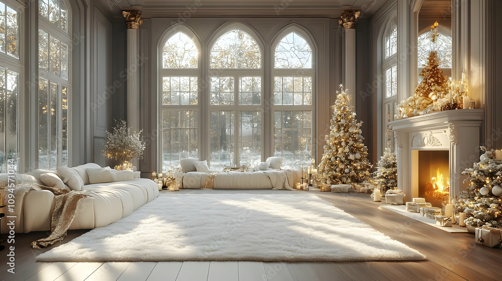 Festive Christmas Interior Design Illustration Festive Christmas Interior Design Illustration