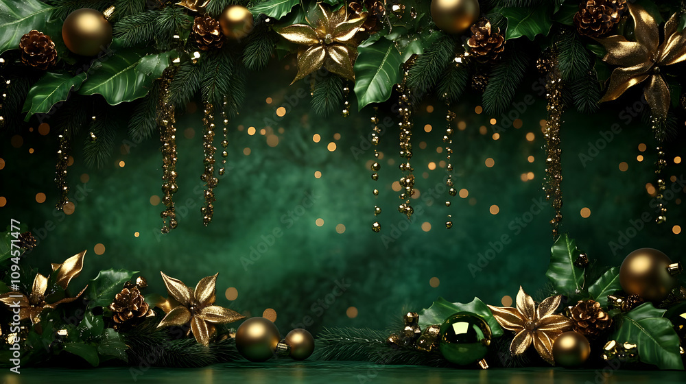 Green and Gold Christmas Background Green and Gold Christmas Background