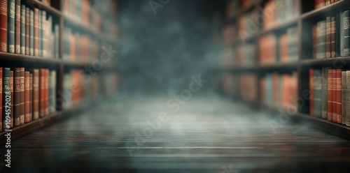 Detailed view of antique books on shelves in a cozy library setting
