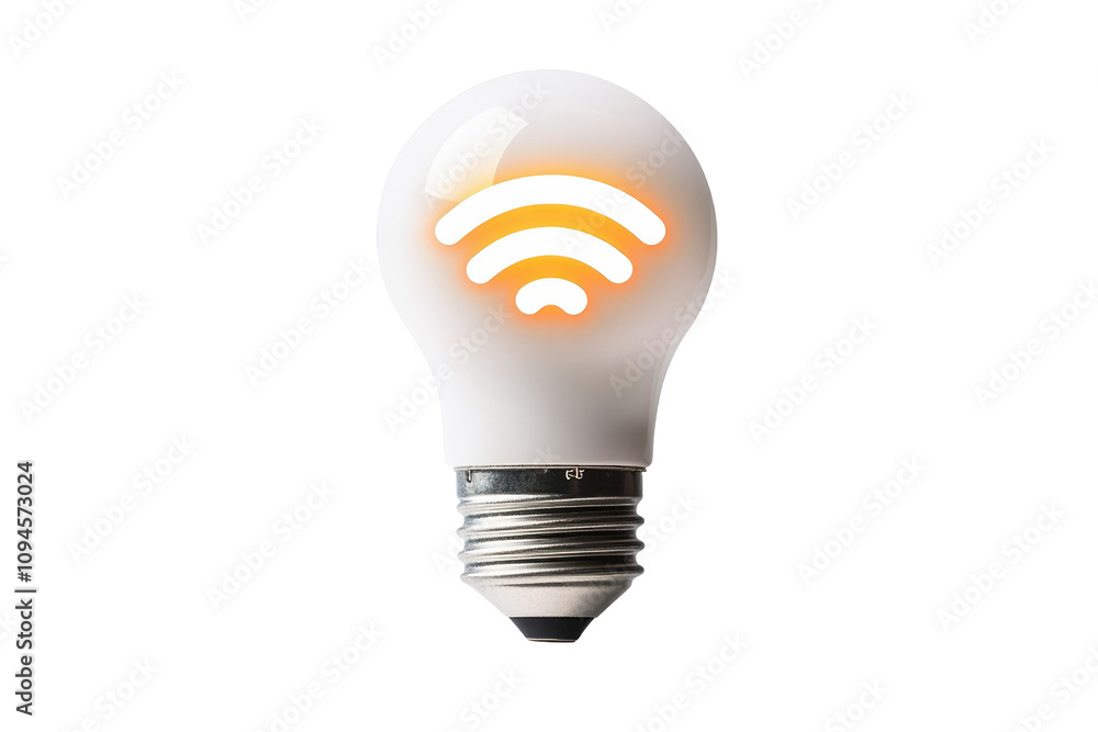 A light bulb with a Wi-Fi symbol, symbolizing smart technology and connectivity. A light bulb with a Wi-Fi symbol, symbolizing smart technology and connectivity.