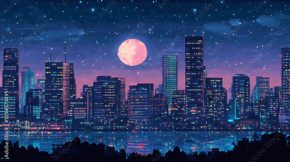 Fototapeta premium Night city skyline