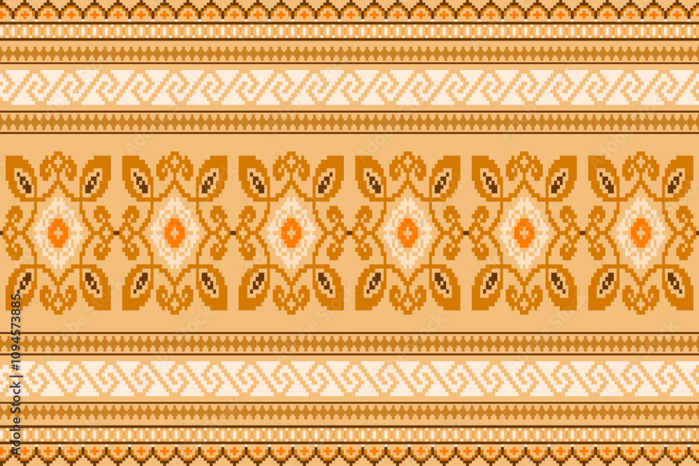 Ethnic abstract pixel art seamless pattern.Geometric ethnic oriental embroidery style.Aztec style.Design for texture,fabric,cloting,carpet,knitewar,curtains,wrapping,batik,scarf,vector,illustration Ethnic abstract pixel art seamless pattern.Geometric ethnic oriental embroidery style.Aztec style.Design for texture,fabric,cloting,carpet,knitewar,curtains,wrapping,batik,scarf,vector,illustration