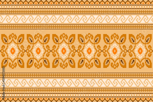 Ethnic abstract pixel art seamless pattern.Geometric ethnic oriental embroidery style.Aztec style.Design for texture,fabric,cloting,carpet,knitewar,curtains,wrapping,batik,scarf,vector,illustration