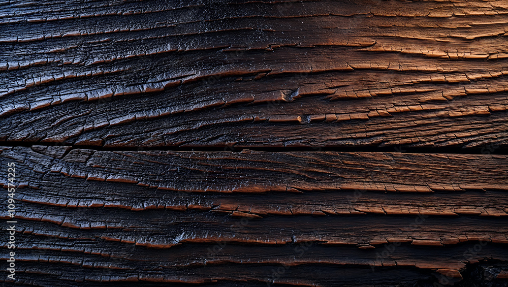 Top view of dark wooden texture featuring aged grain and rustic patterns. Generative AI Top view of dark wooden texture featuring aged grain and rustic patterns. Generative AI